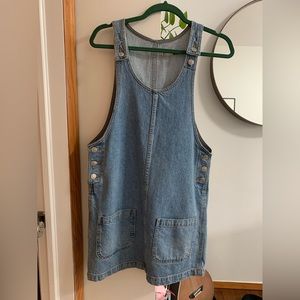 Topshop Denim Mini Pinafore Dress Size 4